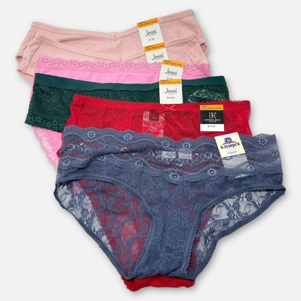 b.tempt’d, INC, Jenni NWT 6 Pk Bundle Panties Mixed Styles Size S Multicolor